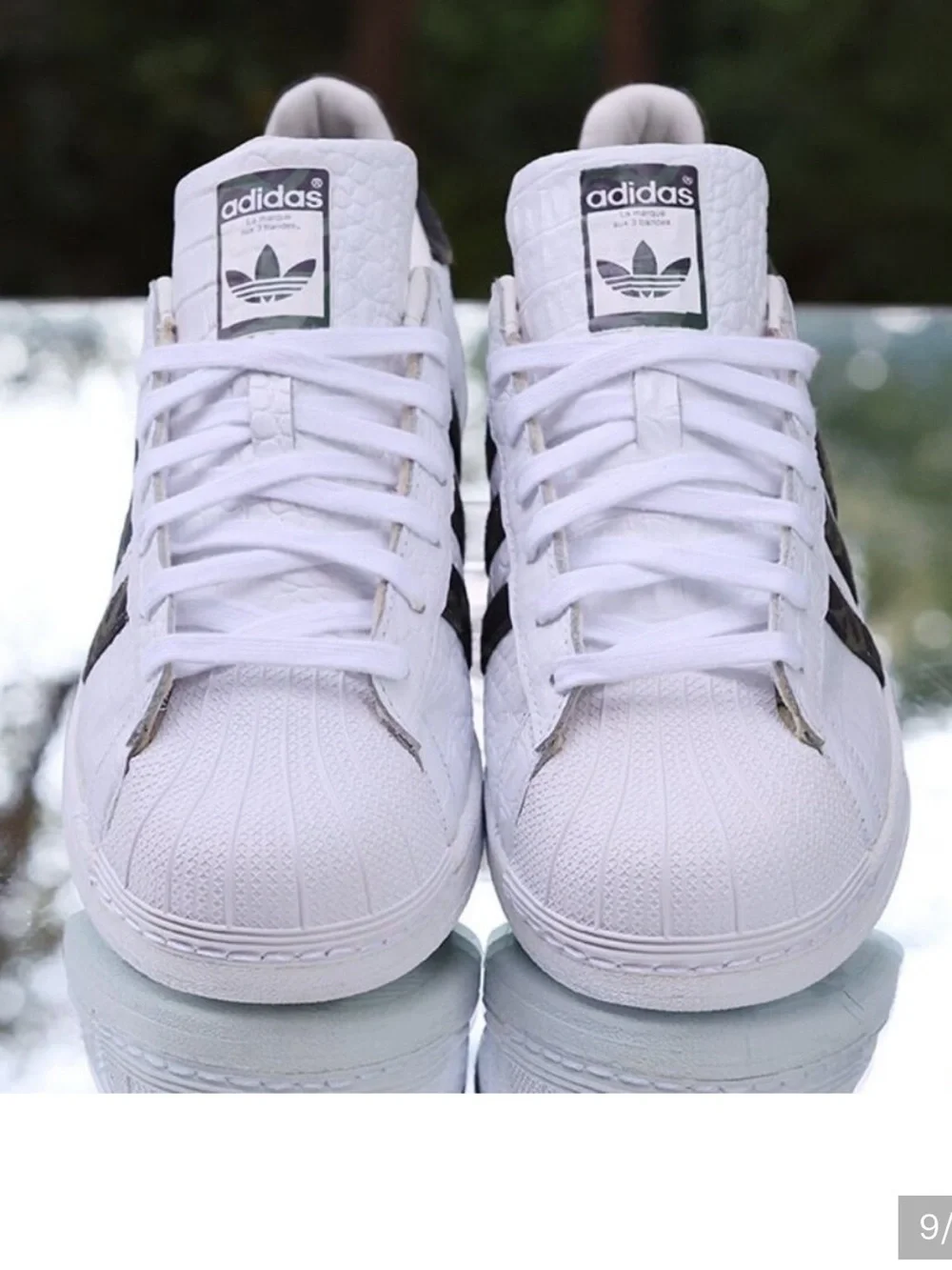 Rare adidas Superstar Croc Embossed Leather s Camo Sneakers White